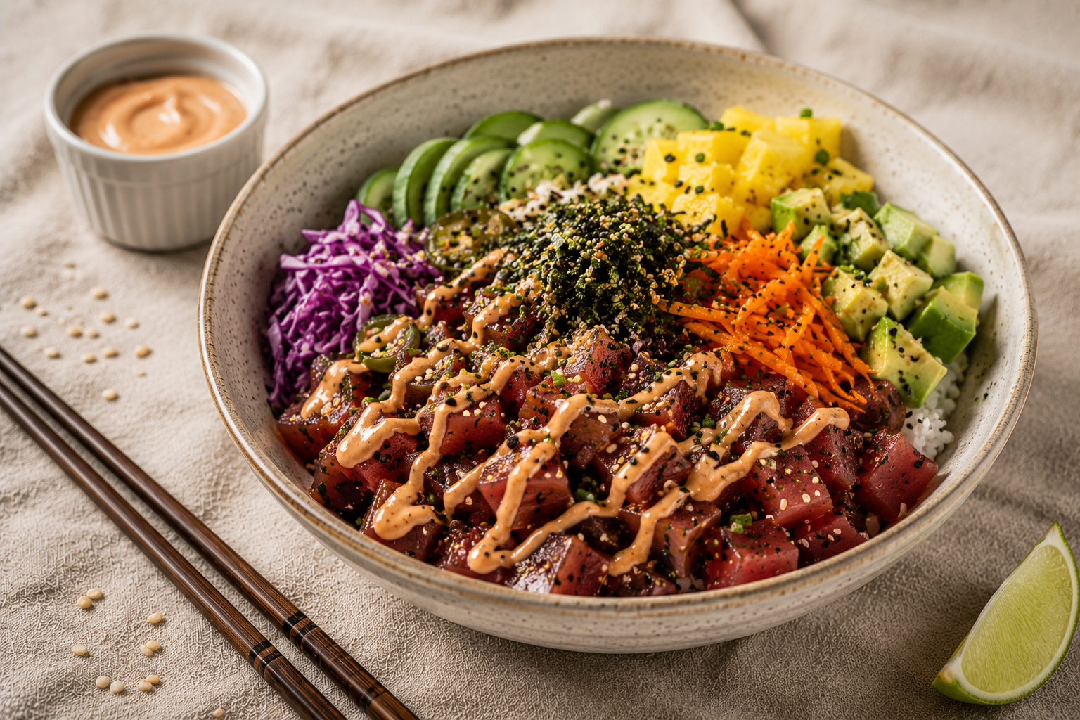 Poke bowl tropical
