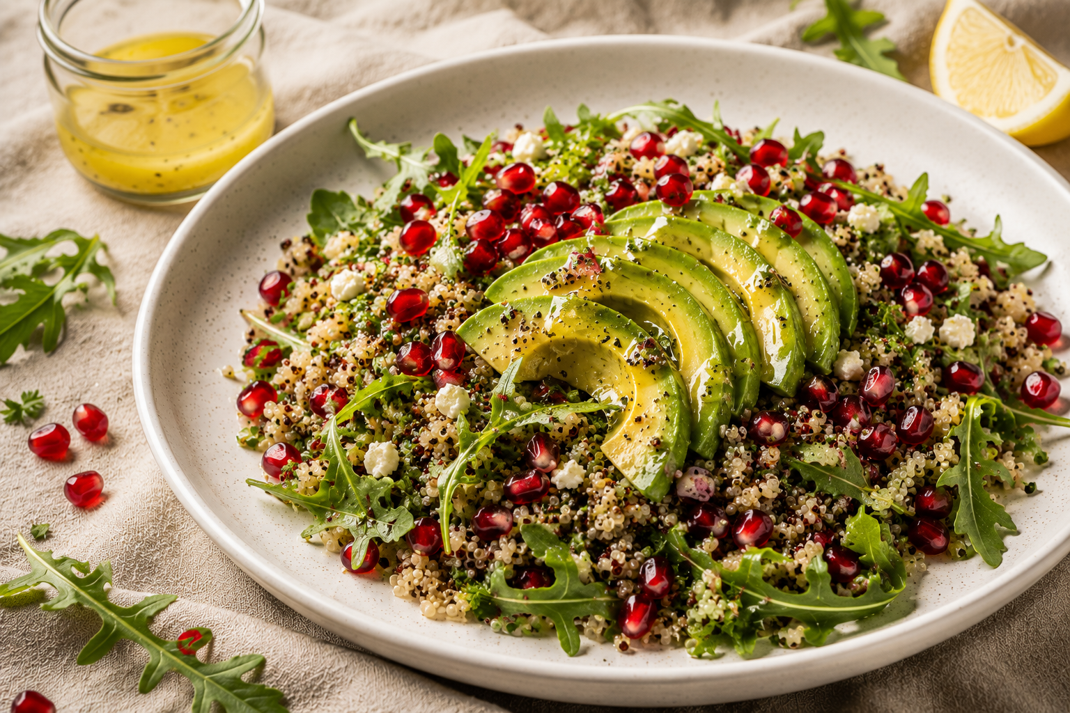 Salade quinoa, grenade & avocat